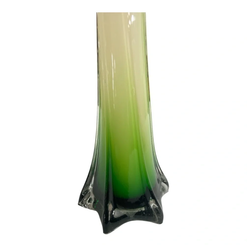 Vintage 1990s Postmodern Multicolor Ombre Calla Lily Art Glass Vase 15.5